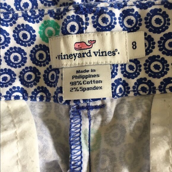 NWOT Vineyard Vines Blue Geometric Cotton Spandex Coastal Shorts Womens Sz 8 - Picture 4 of 4